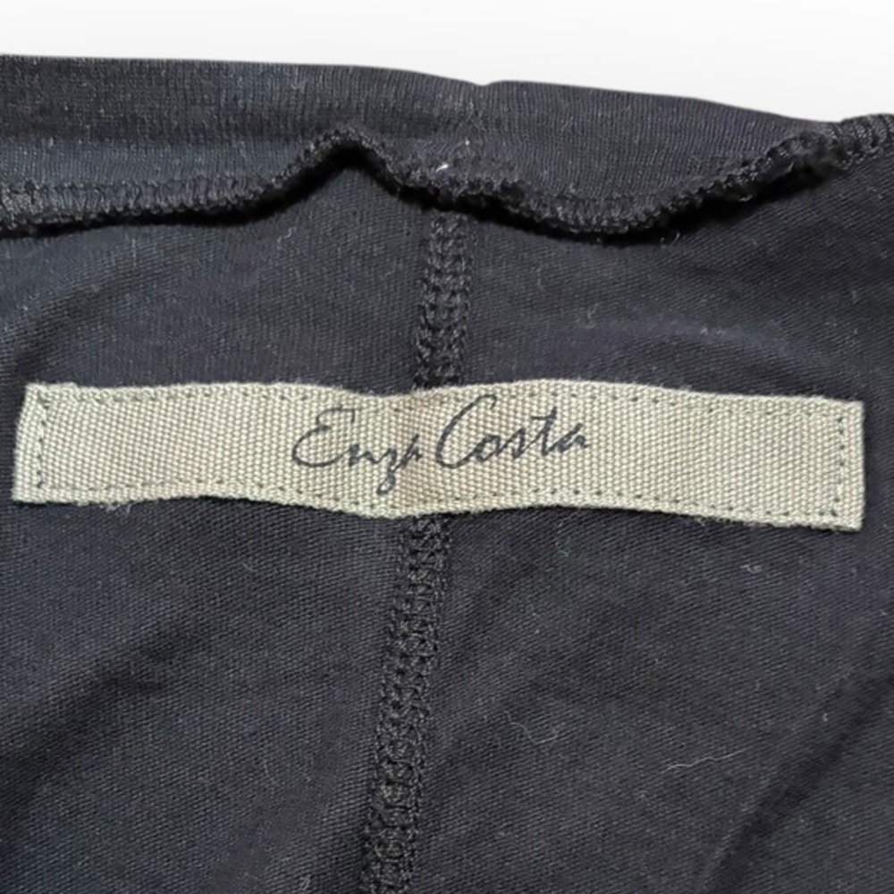 Enza Costa Black Pima Cotton Tee Relaxed‎ Fit Short Sleeve Luxe Basic Size L - Picture 4 of 8